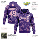 Custom Stitched Purple Light Pink-White 3D Pattern Design Curve Lines Sports Pullover Sweatshirt Hoodie