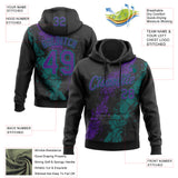 Custom Stitched Black Purple-Teal 3D Pattern Design Splash Sports Pullover Sweatshirt Hoodie