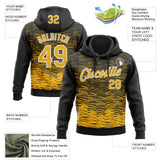 Custom Stitched Black Gold-White 3D Pattern Design Line Sports Pullover Sweatshirt Hoodie