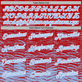 Custom Stitched Red Light Blue-White 3D Pattern Design Line Sports Pullover Sweatshirt Hoodie