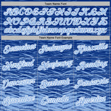 Custom Stitched Royal Light Blue-White 3D Pattern Design Line Sports Pullover Sweatshirt Hoodie