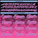 Custom Black Pink-Light Blue 3D Pattern Gradient Square Shapes Hockey Lace Neck Jersey