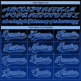 Custom Black Royal-Light Blue 3D Pattern Gradient Square Shapes Hockey Lace Neck Jersey