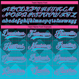 Custom Black Lakes Blue-Pink 3D Pattern Gradient Square Shapes Hockey Lace Neck Jersey