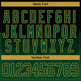Custom Black Green-Old Gold 3D Pattern Gradient Square Shapes Hockey Lace Neck Jersey