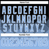 Custom Black Light Blue-White 3D Pattern Gradient Square Shapes Hockey Lace Neck Jersey