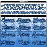 Custom White Powder Blue-Black 3D Pattern Gradient Square Shapes Hockey Lace Neck Jersey