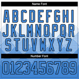 Custom White Powder Blue-Black 3D Pattern Gradient Square Shapes Hockey Lace Neck Jersey