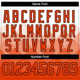 Custom White Orange-Black 3D Pattern Gradient Square Shapes Hockey Lace Neck Jersey
