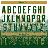 Custom White Green-Old Gold 3D Pattern Gradient Square Shapes Hockey Lace Neck Jersey