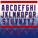 Custom White Royal-Red 3D Pattern Gradient Square Shapes Hockey Lace Neck Jersey