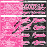 Custom Black Pink-White 3D Pattern Gradient Fashion Scratch Hockey Lace Neck Jersey