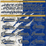 Custom Royal White-Old Gold 3D Pattern Gradient Fashion Scratch Hockey Lace Neck Jersey