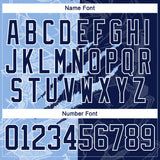 Custom Navy Light Blue-White 3D Pattern Gradient Fashion Scratch Hockey Lace Neck Jersey