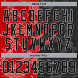 Custom Black Red-Gray 3D Pattern Gradient Fashion Scratch Hockey Lace Neck Jersey