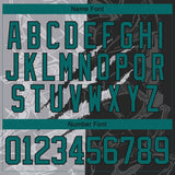 Custom Black Teal-Gray 3D Pattern Gradient Fashion Scratch Hockey Lace Neck Jersey