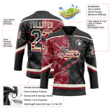 Custom Black Vintage USA Flag Crimson-Cream 3D Pattern Gradient Fashion Scratch Hockey Lace Neck Jersey