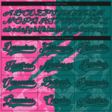 Custom Teal Pink-Black 3D Pattern Gradient Fashion Scratch Hockey Lace Neck Jersey