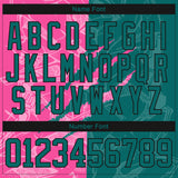 Custom Teal Pink-Black 3D Pattern Gradient Fashion Scratch Hockey Lace Neck Jersey