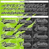 Custom Black Neon Green-White 3D Pattern Gradient Fashion Scratch Hockey Lace Neck Jersey