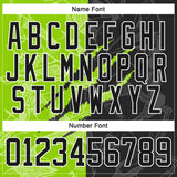 Custom Black Neon Green-White 3D Pattern Gradient Fashion Scratch Hockey Lace Neck Jersey