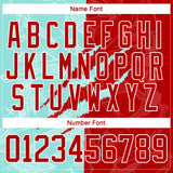 Custom Red Ice Blue-White 3D Pattern Gradient Fashion Scratch Hockey Lace Neck Jersey