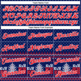 Custom Stitched Royal Red-White 3D Christmas Ugly Sweater Sports Pullover Sweatshirt Hoodie