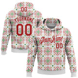 Custom Stitched White Red-White 3D Christmas Sports Pullover Sweatshirt Hoodie