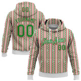 Custom Stitched White Grass Green-Red 3D Christmas Stripe Sports Pullover Sweatshirt Hoodie