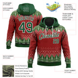 Custom Stitched Red Green-White 3D Christmas Ugly Sweater Sports Pullover Sweatshirt Hoodie