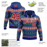 Custom Stitched Royal Red-Cream 3D Christmas Ugly Sweater Sports Pullover Sweatshirt Hoodie