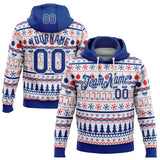 Custom Stitched Royal Royal-White 3D Christmas Ugly Sweater Sports Pullover Sweatshirt Hoodie