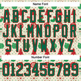 Custom Cream Kelly Green-Red 3D Christmas Hockey Lace Neck Jersey