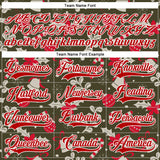 Custom Olive Red-White 3D Christmas Hockey Lace Neck Jersey