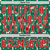 Custom Kelly Green Red-White 3D Christmas Reindeer Hockey Lace Neck Jersey