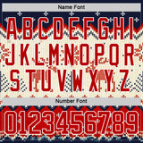 Custom Navy Red-White 3D Christmas Ugly Sweater Hockey Lace Neck Jersey