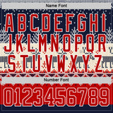 Custom Navy Red-White 3D Christmas Ugly Sweater Hockey Lace Neck Jersey