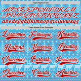 Custom Sky Blue Red-White 3D Christmas Ugly Sweater Hockey Lace Neck Jersey