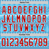 Custom Sky Blue Red-White 3D Christmas Ugly Sweater Hockey Lace Neck Jersey
