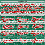 Custom Kelly Green Red-White 3D Christmas Ugly Sweater Hockey Lace Neck Jersey
