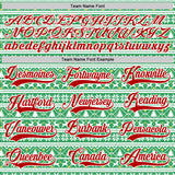 Custom Kelly Green Red-White 3D Christmas Ugly Sweater Hockey Lace Neck Jersey