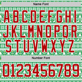 Custom Kelly Green Red-White 3D Christmas Ugly Sweater Hockey Lace Neck Jersey