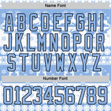 Custom White Light Blue-Black 3D Christmas Ugly Sweater Hockey Lace Neck Jersey
