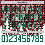 Custom Red Kelly Green-White 3D Christmas Plaid Hockey Lace Neck Jersey