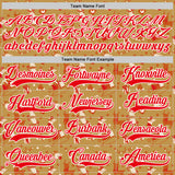 Custom Old Gold Fire Red-White 3D Christmas Hockey Lace Neck Jersey