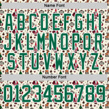 Custom Cream Kelly Green-White 3D Christmas Hockey Lace Neck Jersey