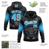 Custom Stitched Black Sky Blue-White 3D Pattern Design Leopardo Sports Pullover Sweatshirt Hoodie