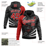 Custom Stitched Black Red-White 3D Pattern Design Leopardo Sports Pullover Sweatshirt Hoodie