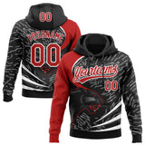 Custom Stitched Black Red-White 3D Pattern Design Leopardo Sports Pullover Sweatshirt Hoodie