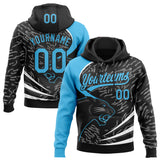 Custom Stitched Black Sky Blue-Black 3D Pattern Design Leopardo Sports Pullover Sweatshirt Hoodie